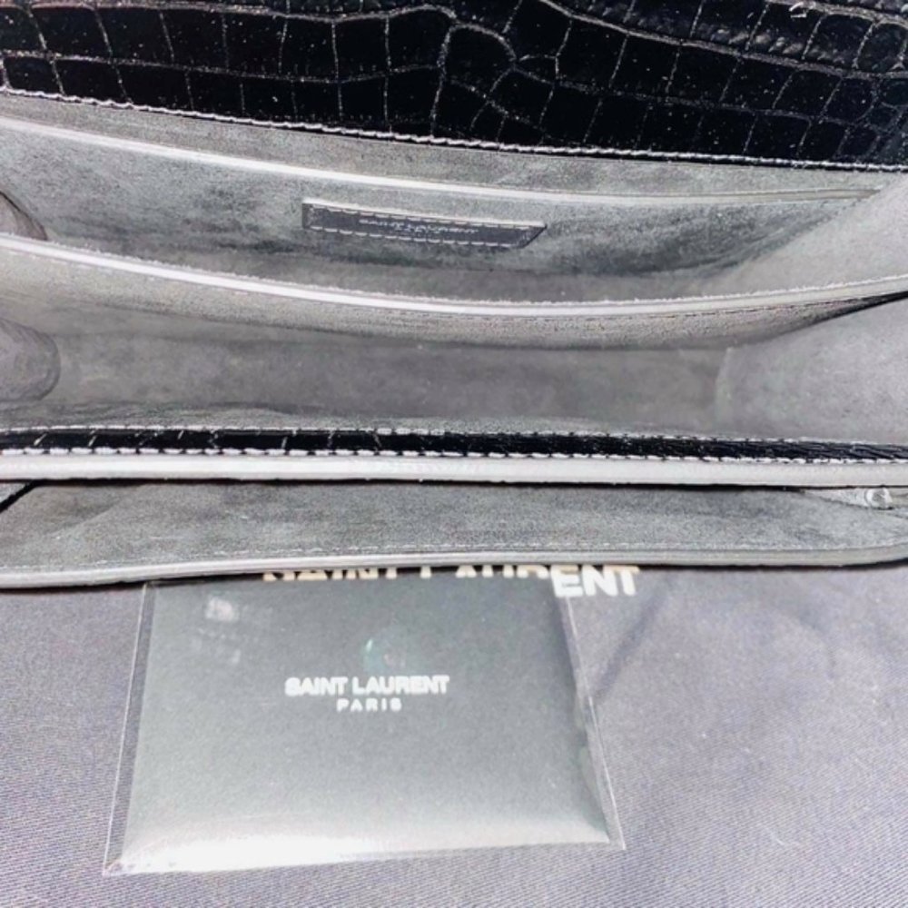 YSL SUNSET Medium Croc black Crossbody Brand New - Picture 12 of 15